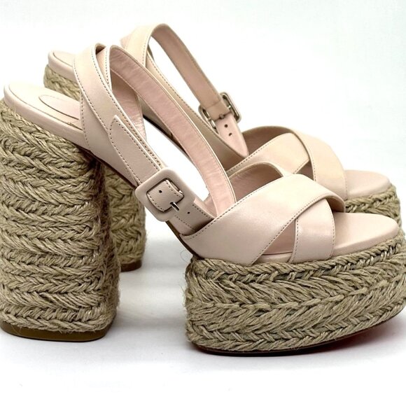 Christian Louboutin SUPER MARIZA 130 Platform Heels Espadrille Sandal Shoes - Picture 8 of 15